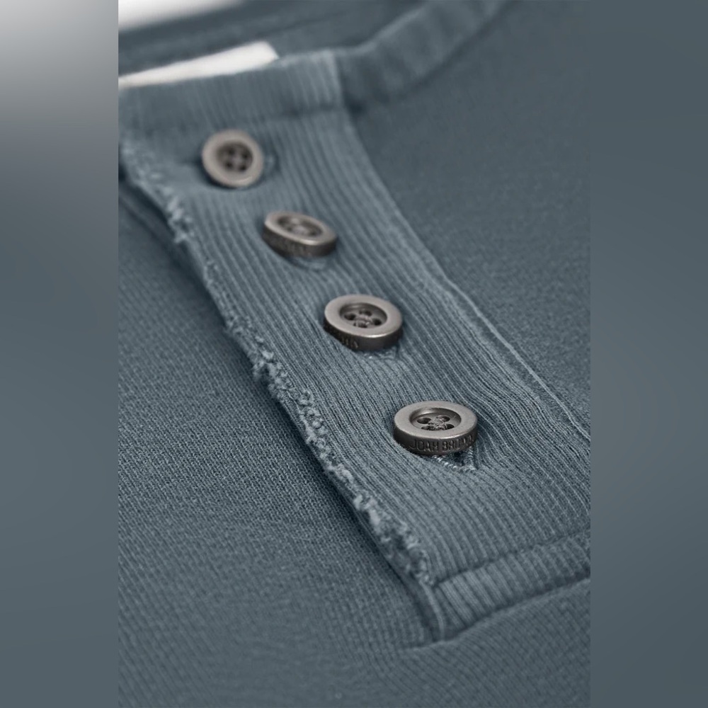 Joah Brown Henley Crop Sweatshirt Pearl Grey French Terry S - Picture 4 of 4